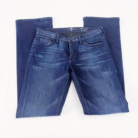 7 For All Mankind High Waist Bootcut Dark Wash Denim Jeans SZ29 - Picture 6 of 7